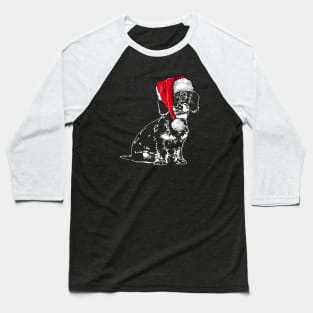 Funny Wire Haired Dachshund Santa Christmas dog mom Baseball T-Shirt